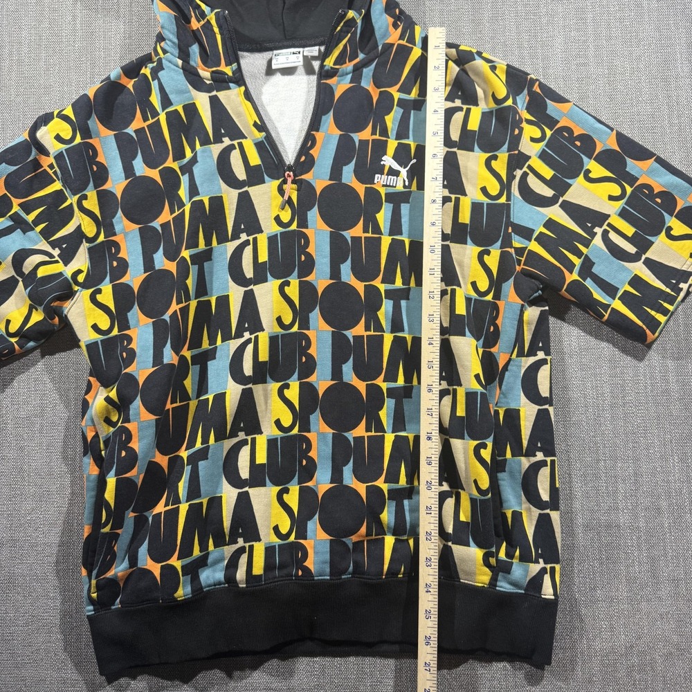 Puma Hoodie Mens Medium Multicolor Short Sleeve 1/4 Zip Pullover Sport Club - Picture 5 of 8